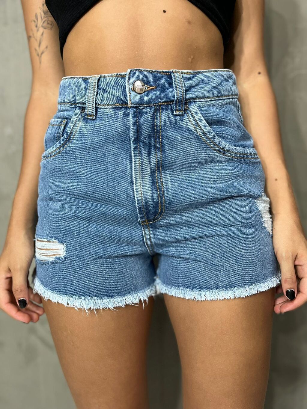 Shorts Jeans Vegas Desfiado Barra Claro VIVA VIVAZZ