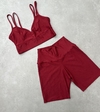 Conjunto Short Básico Aveludado Vermelho