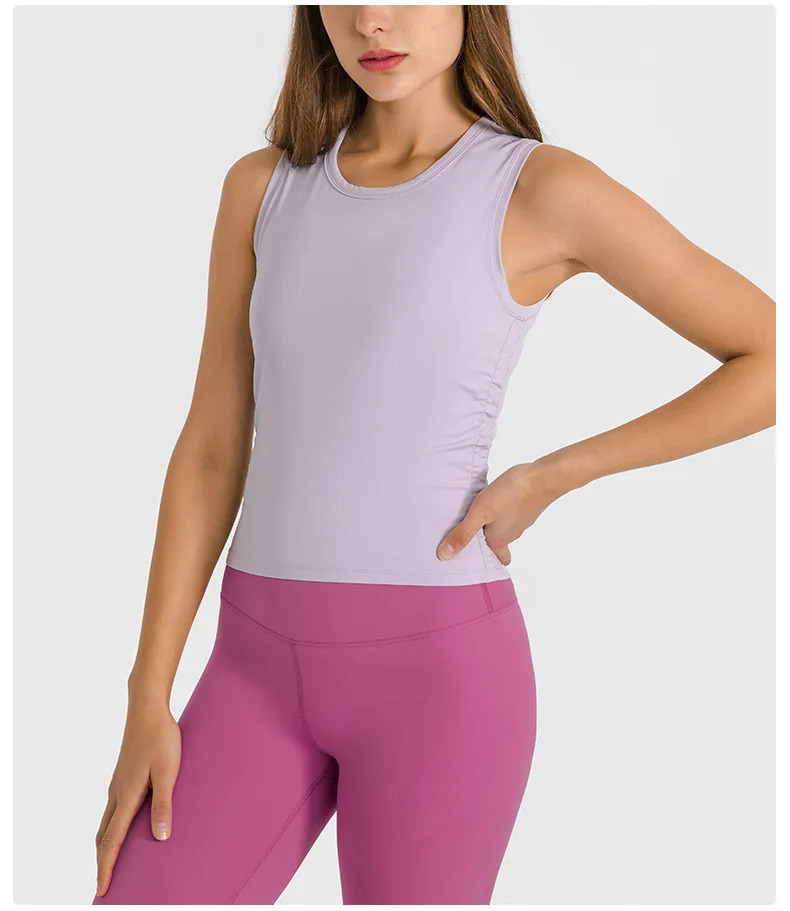 Lulu Lemon O mesmo All lt Leva colete esportivo feminino com dobra lateral  na cintura, roupas de ioga el?sticas simples.