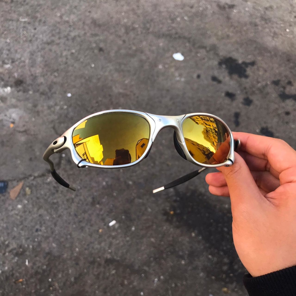 Óculos De Sol Oakley Double X Armação Titanium Lentes Gold Café