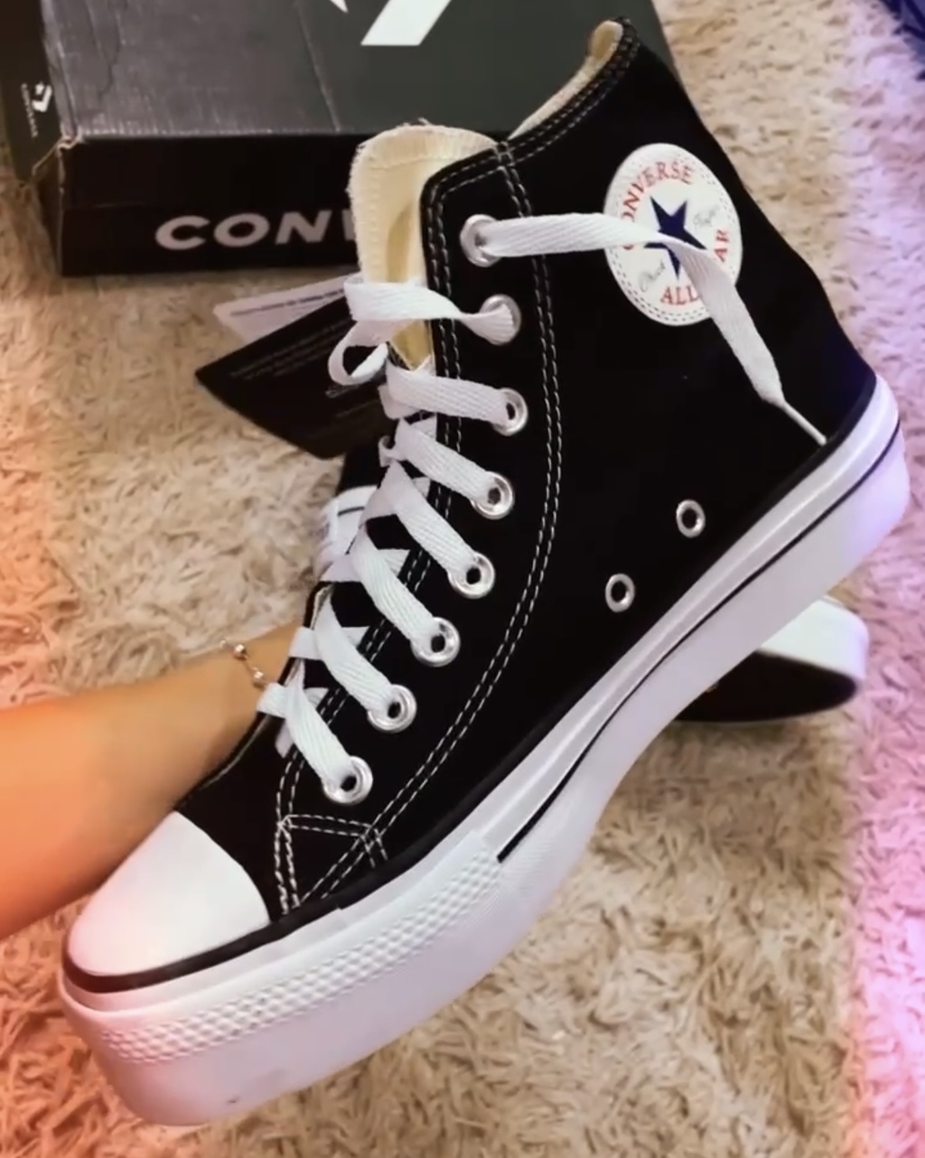 All Star Plataforma Cano Alto Preto