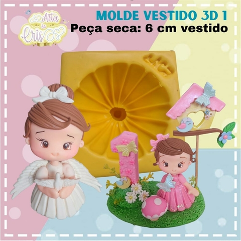 Molde de Silicone: Vestido da Barbie 6,0 x 6,5 cm