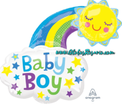 Globo metalizado sol con arcoíris baby boy 24" Anagram