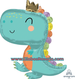 Globo metalizado Dinosaurio pastel Con corona 24" Anagram