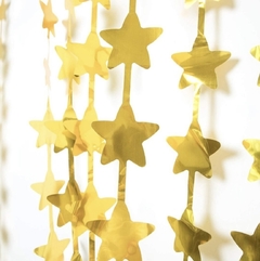 Cortina metalizada Estrellas doradas 2 de largo x 1 de ancho - comprar online