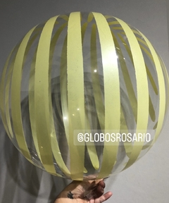 Globo burbuja cristal líneas amarillas 18"