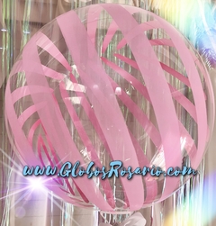Globo burbuja cristal líneas rosa 18"
