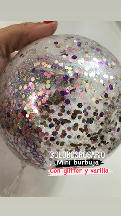 Globo mini Burbuja cristal glitter 10”x unidad
