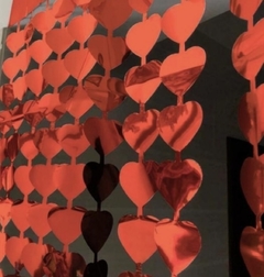 Cortina metalizada roja corazón 1 de ancho 2 de largo - comprar online