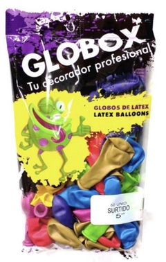 Globo Látex Surtido 5" x 50 unidades GLOBOX