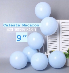 Latex Celeste Macaron 9" x 10 unidades