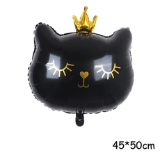 Globo Gato negro con corona 50 cm 20”