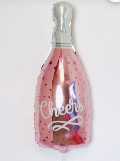 Globo metalizado Botella champgne Cheers! 66cm Anagram