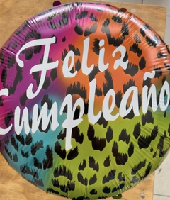 Globo metalizado animal print feliz cumpleaños 18"