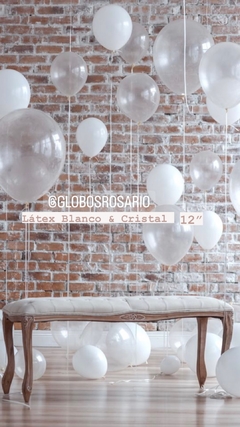 globos latex 12" Blancos & Cristal x 10 unidades