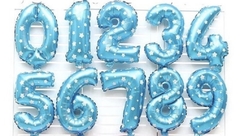 Globos números 32” color azul con Estrellitas blancas