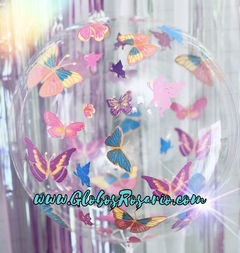 Globo Burbuja cristal mariposas 18"