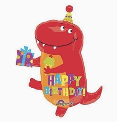 Globo dinosaurio con regalo "Happy birthday!" 27" Anagram