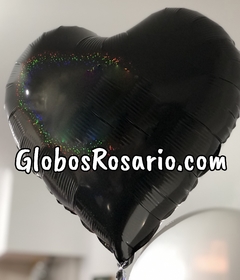 Globo Corazón Negro Glitter 18"