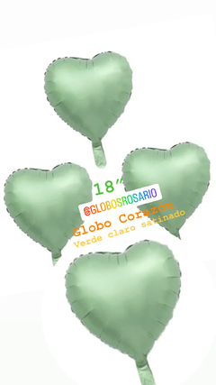 globo corazón 18” verde claro satinado x unidad