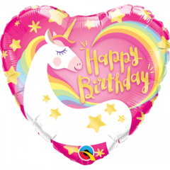 Globo Unicornio Corazon Rosa y Dorado 18" qualatex