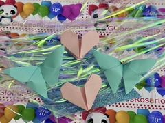 Set de apliques origami Mariposa / corazón x 4 unidades - GlobosRosario.com
