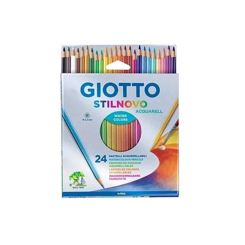 Artística Portento - Lapices de Colores Profesionales Giotto StilNovo  Aquarell en Lata. Incluye: Lápices de colores Giotto Stilnovo Aquarell Con  un largo de 18 cm. Barnizado en el mismo color de la