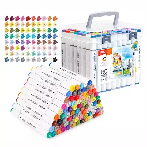 MARCADOR DELI DOBLE PUNTA X80 CHATO/FINO