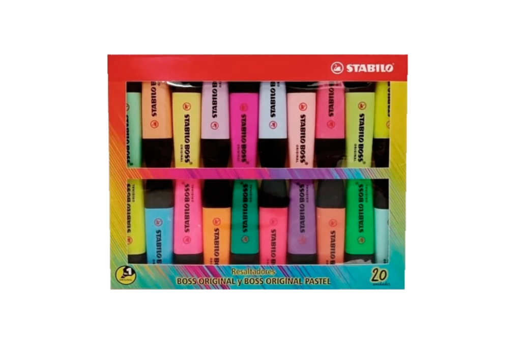 STABILO BOSS Original - Juego de marcadores en 4 colores pastel : Productos  de Oficina 