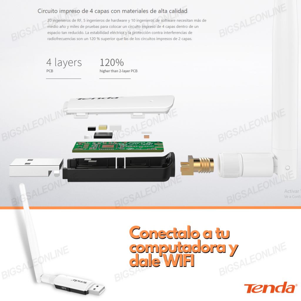 Antena Wifi Usb TENDA Adaptador WIFI Para Pc Escritorio O Notebook