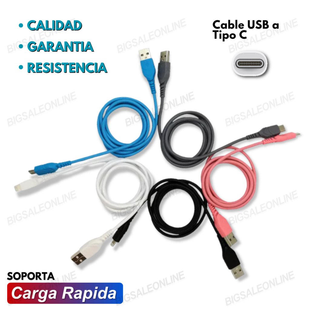 Cable Tipo C Usb Carga Rapida Celular Cargador Samsung Noga Color