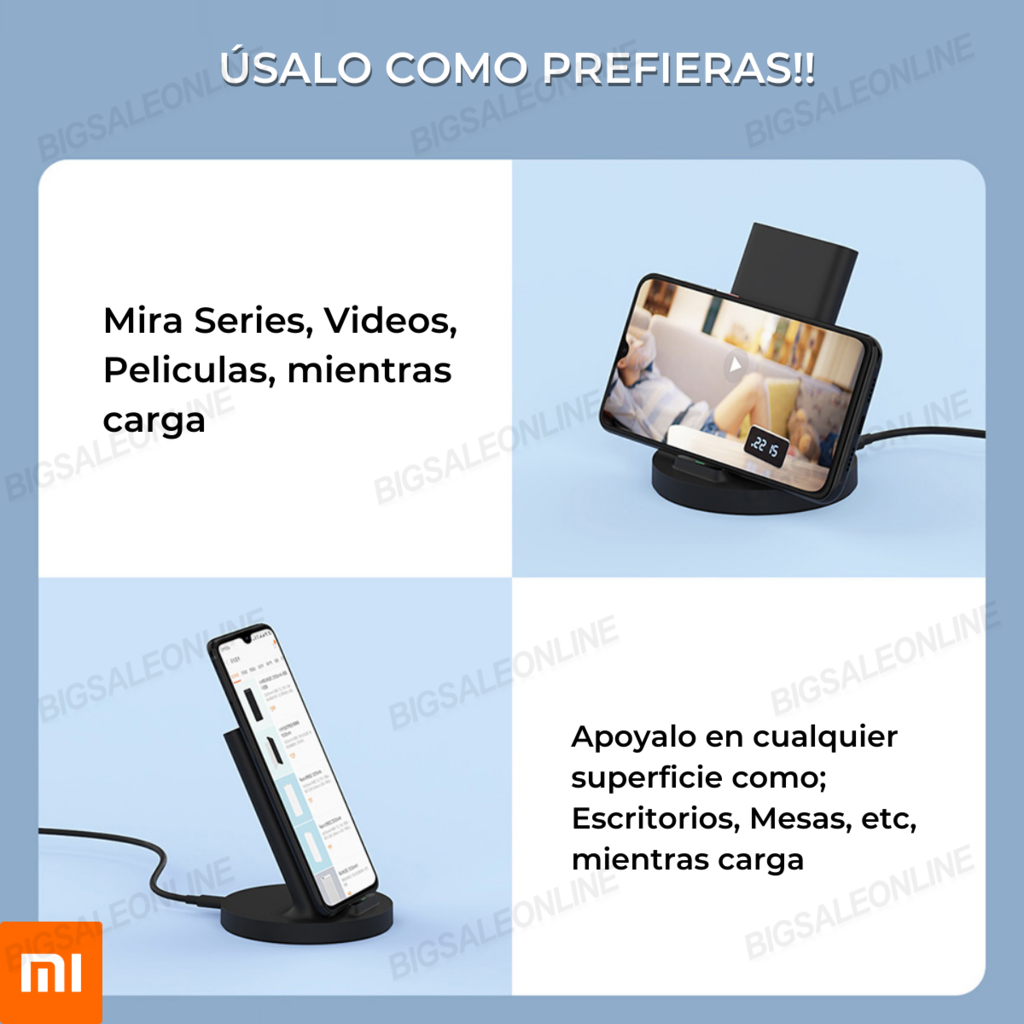 Cargador Inalámbrico Xiaomi Carga Rápida 20 W