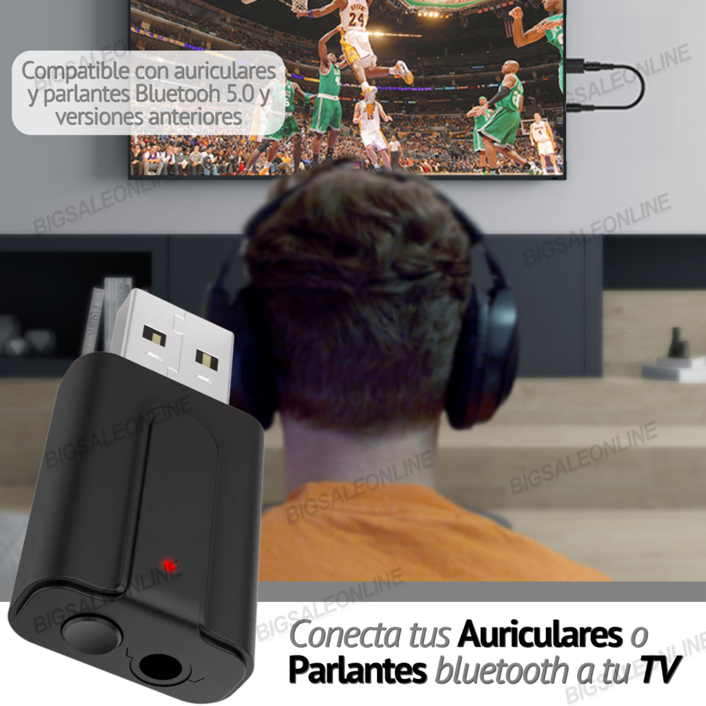 Adaptador Bluetooth para Tv O Parlantes 2 en 1 Emisor Y Receptor