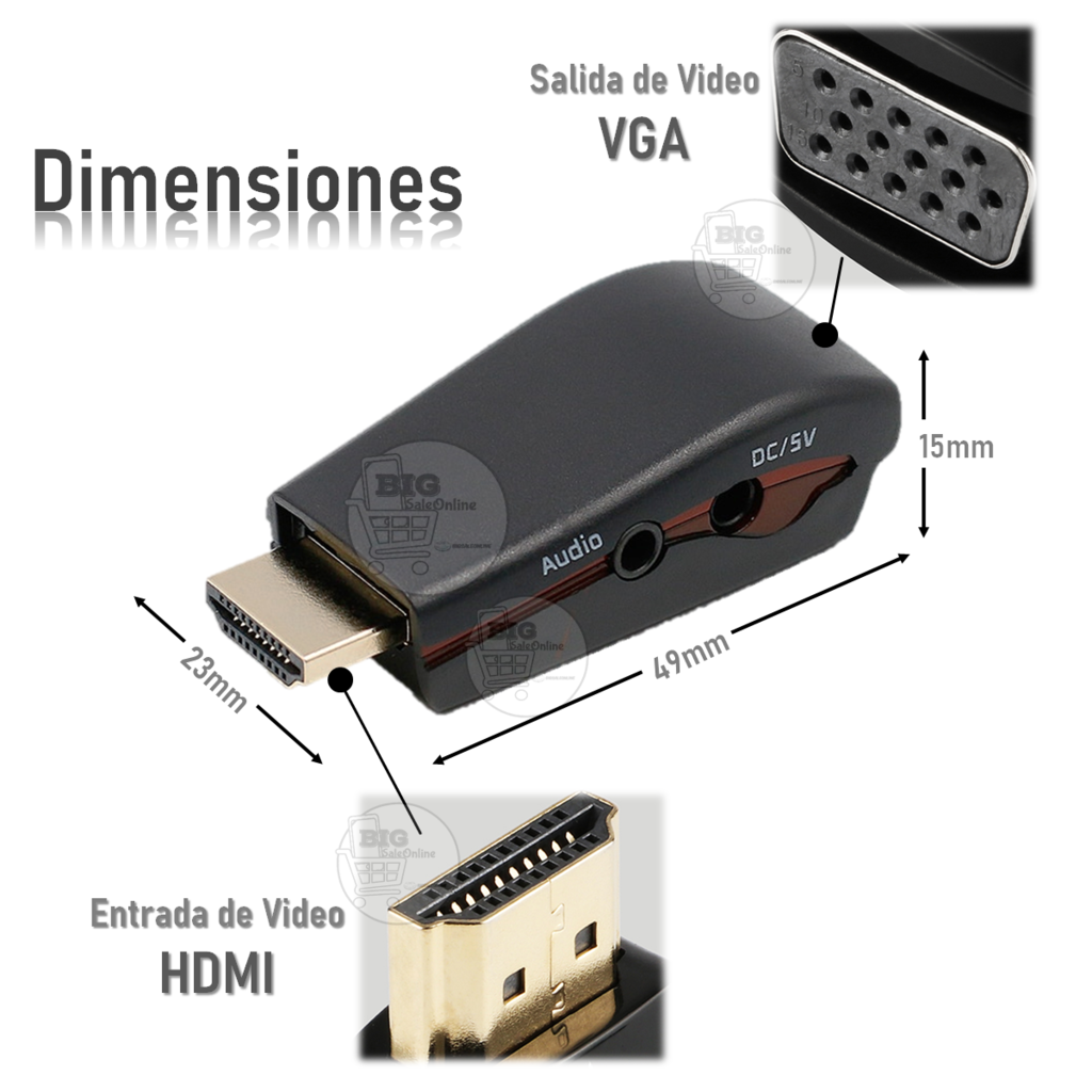 Conversor Adaptador Vga A Hdmi Nictom Activo