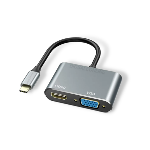 Hub Adaptador Tipo C A Hdmi Y Vga / Conecta Monitores (KQ-008)