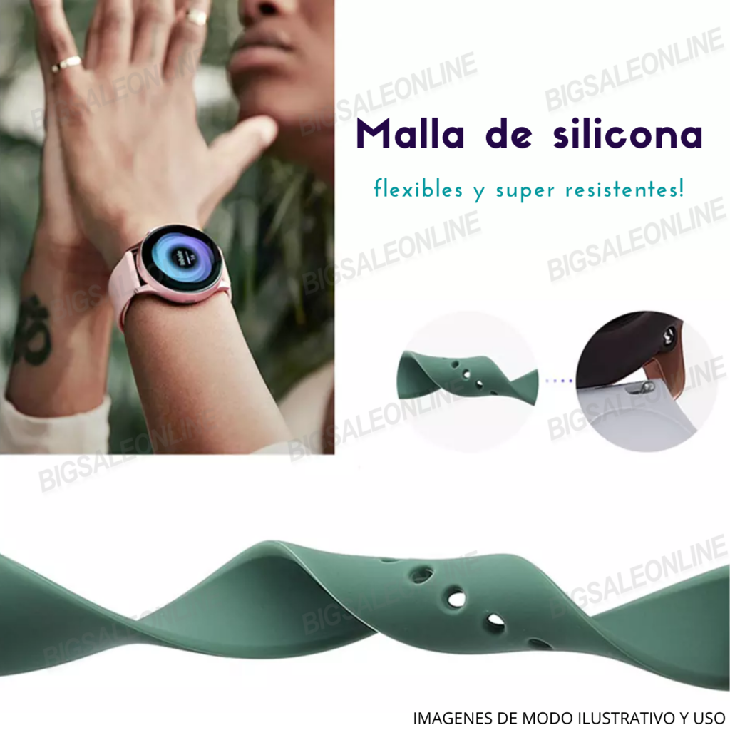 Malla Silicona Correa Smartwatch 22mm - Varios Colores