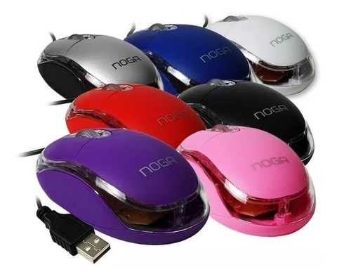 Mouse Mini para PC o Notebook con Luz LED y Cable USB de Varios Colores