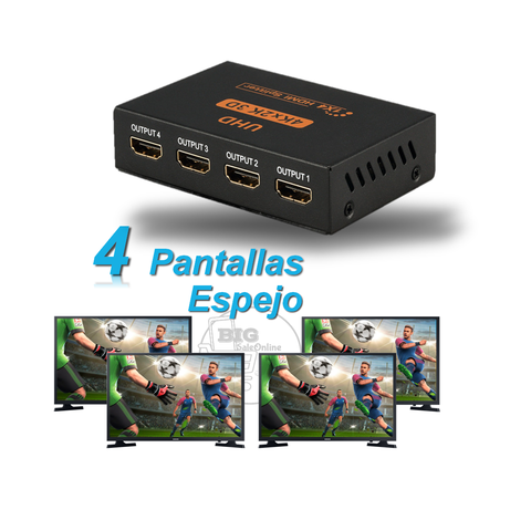 Adaptador Hdmi Splitter Activo Para Conectar 4 Pantallas