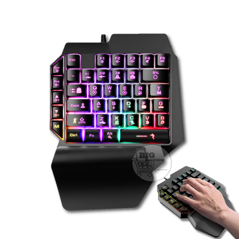 Teclado Gamer ONE HAND Una Mano Teclas Tactica Con Guia Y Rgb