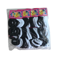 PACOTE DE XUXINHA DE CABELO PRETO E BRANCO - 72 UNIDADES