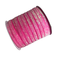 FITA GLITTER LUREX (10MM) - ROSA NEON BOREAL - 1 METRO