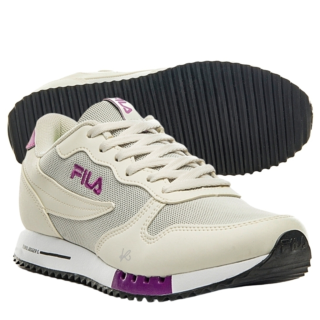 Tênis Fila Euro Jogger Sport Branco e Roxo Feminino Casual