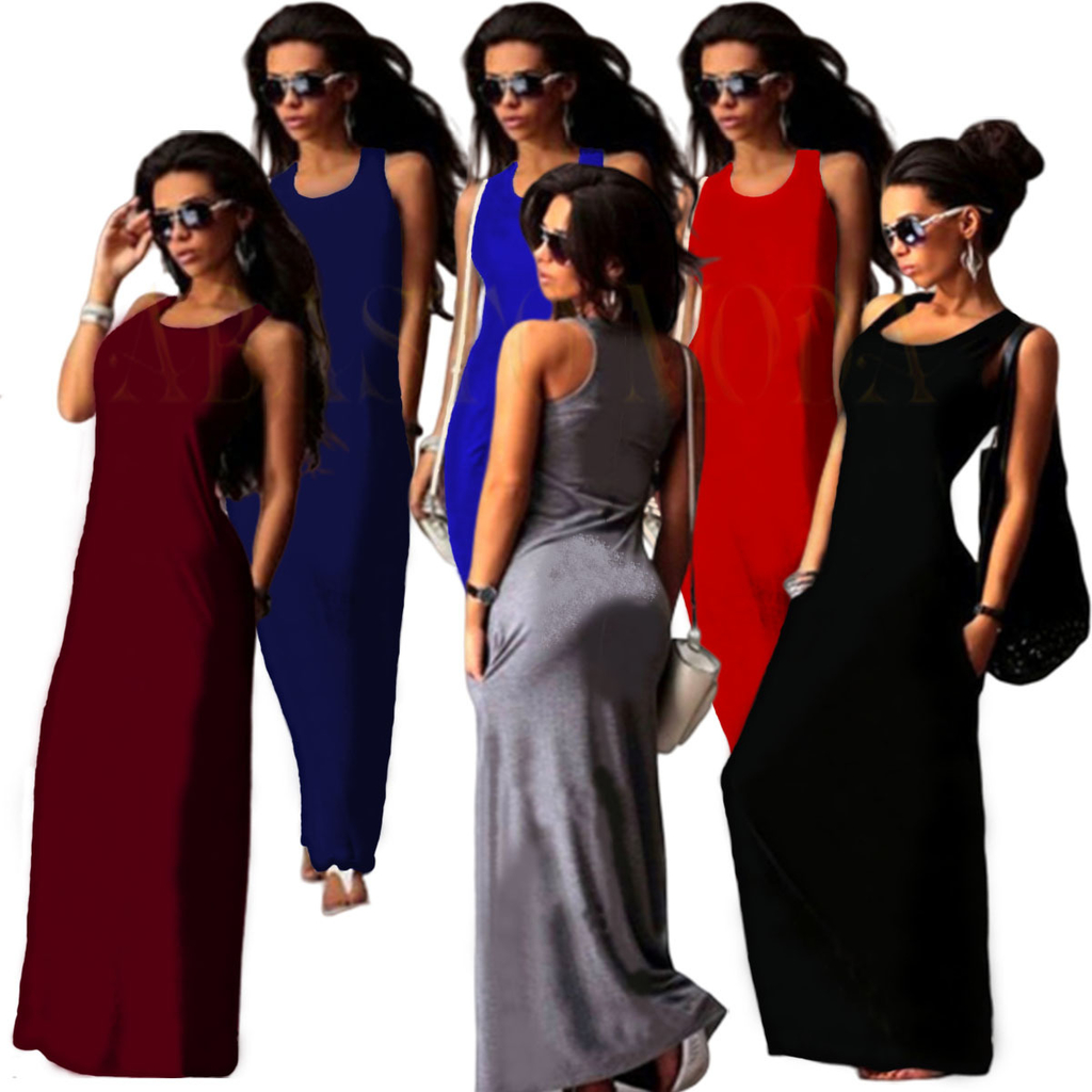 Vestido Largo De Mujer Con Bolsillos