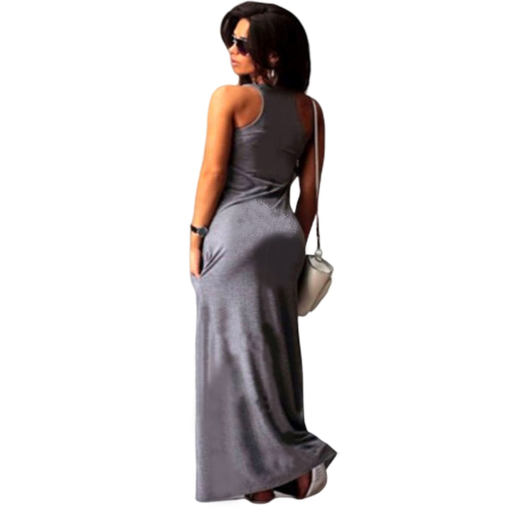 Vestido Largo De Mujer Con Bolsillos