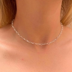 Colar Choker Elos de corações arredondados 35/40cm ajustável - comprar online