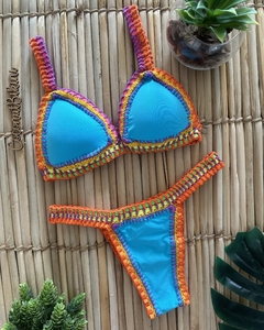 Biquíni de crochê dupla face (pink/azul) - Coconut Bikini - Moda Praia | Biquínis, Maiôs e Saídas de Praia