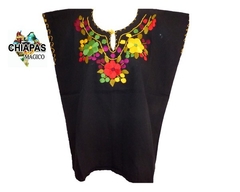 Blusa Mod018 Negra/Flores 001 (M)