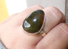 Anillo Ajustable con Ámbar Verde & Plata Ley 925 (AJV2) - Chiapas Mágico