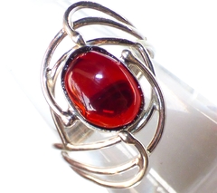 Anillo de Ámbar Rojo & Plata Ley #8.5 (AR21)