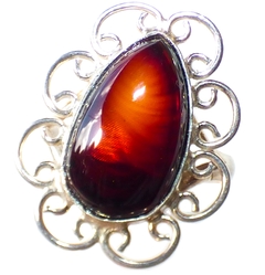 Anillo de Ámbar Rojo & Plata Ley #7 (AR29) - comprar en línea